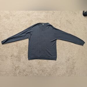 Banana Republic Gray V-Neck Sweater, Extra Fine Italian Merino Wool, XL